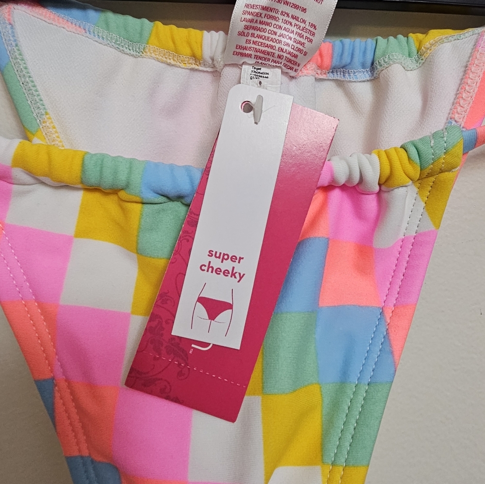 Super Cheeky Xhilaration‎ NWT  Swim Bottoms Multi color tie side - Picture 2 of 3